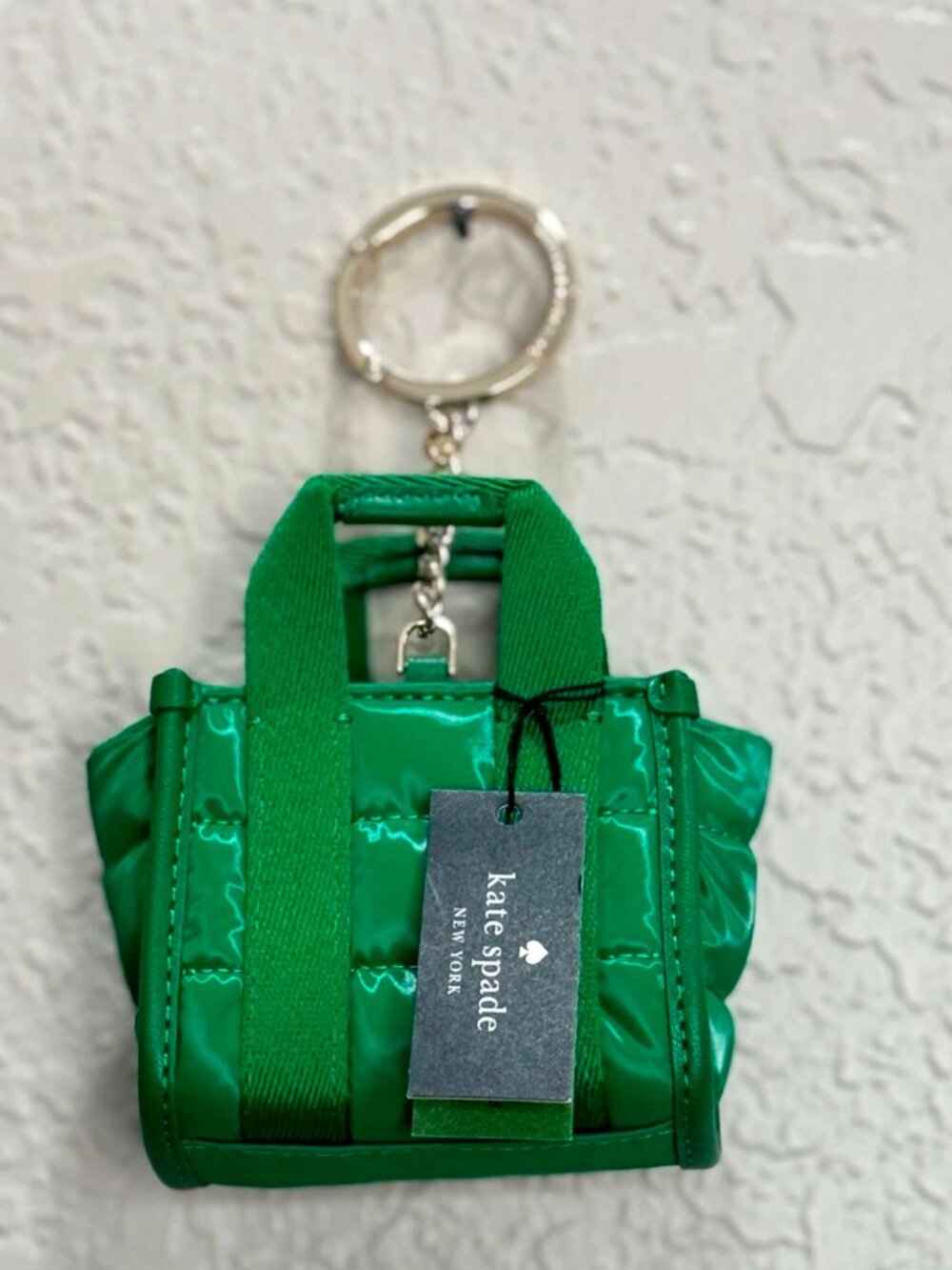 S Kate Spade Kip Puffy Micro Bag Charm Key Fob Keychain - Green Bean - Picture 8 of 8